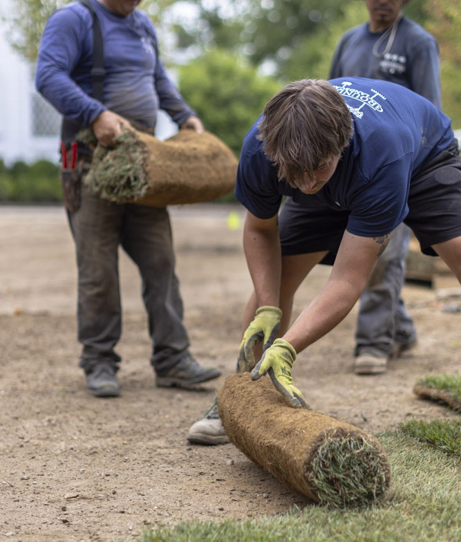 Men working on landscape development